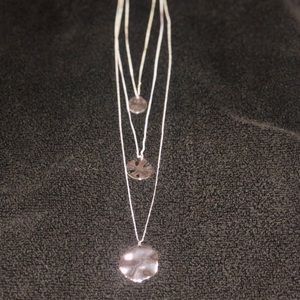 Chloe + Isabel 3 Strand Silver Disc Necklace